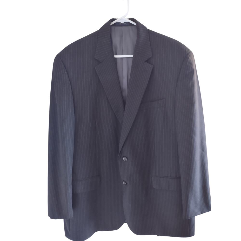Ralph‎ Ralph Lauren Black Pin Stripe Blazer 46R 100 Percent Wool Classic Preppy